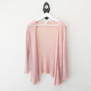 Kaktus Pink Open Knit Cardigan L/XL Lightweight Sheer Boho Layering Festival
